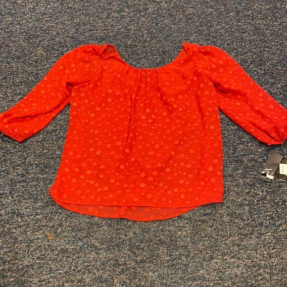 BCX Red Sheer Chiffon Top sz. M NWT - Picture 1 of 5